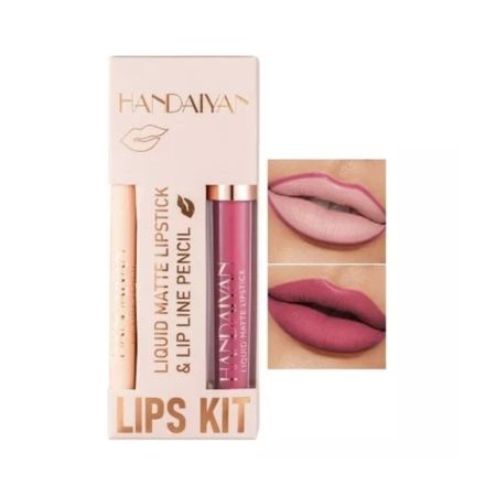 Kit con lápiz delineador de labios + labial líquido matte HANDAIYAN